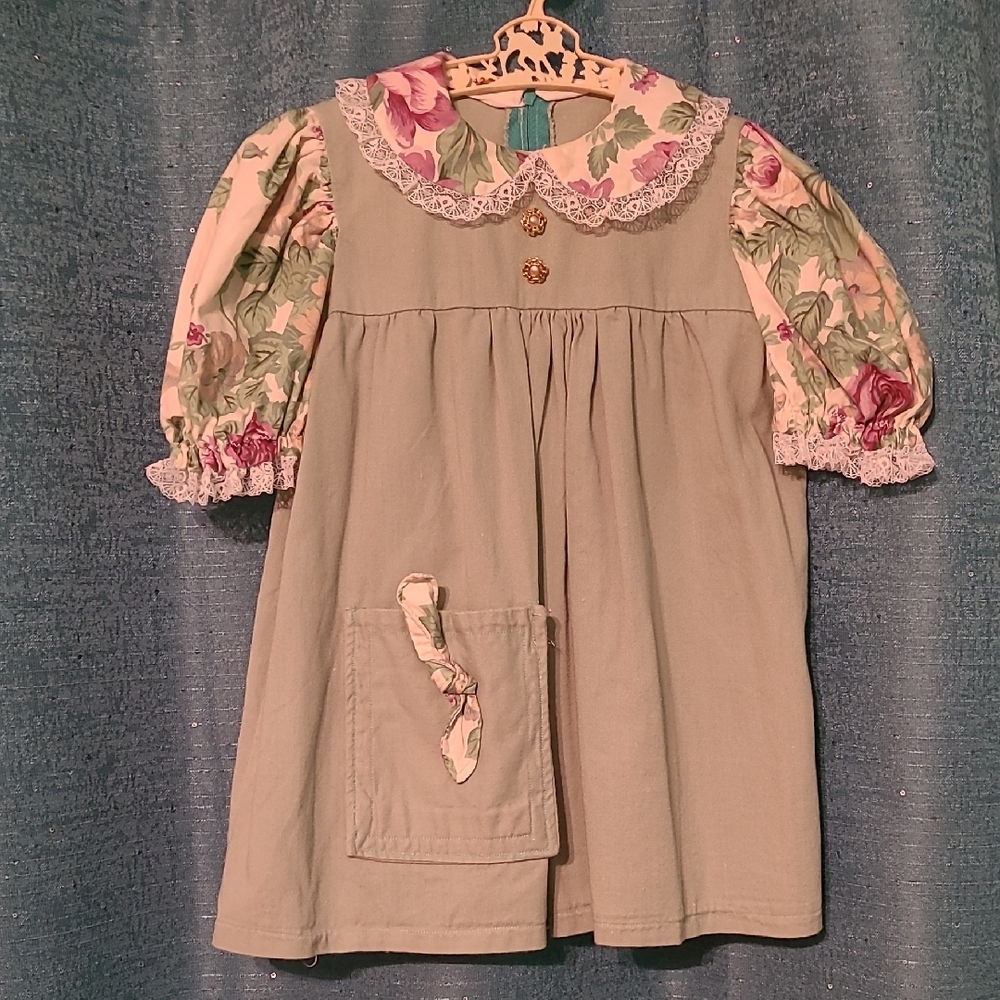 Floral Sleeve Handmade Kids Dress